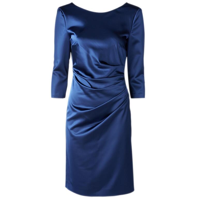 Blauwe Swing Shift-jurk met gerimpelde details