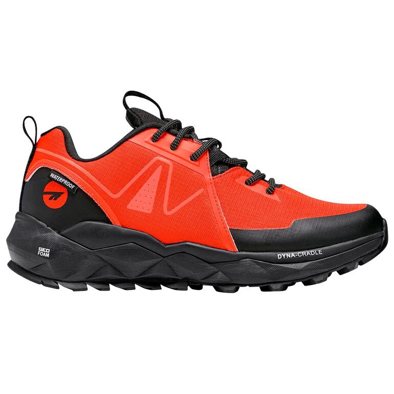Ultralight sneakers Ultralight sneaker in rood en zwart, zijaanzicht van het product.