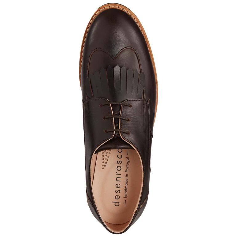 Bruine desenrasco Urban-Derby met franjes.