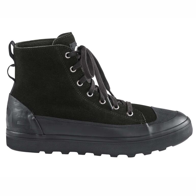 Zwarte Sorel waterproof basketbalsneaker in zijaanzicht.
