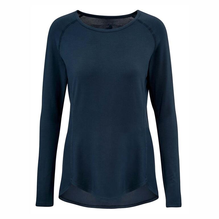 dames shirt, middernachtblauw Langsleev shirt van Dagsmejan in middernacht blauw.