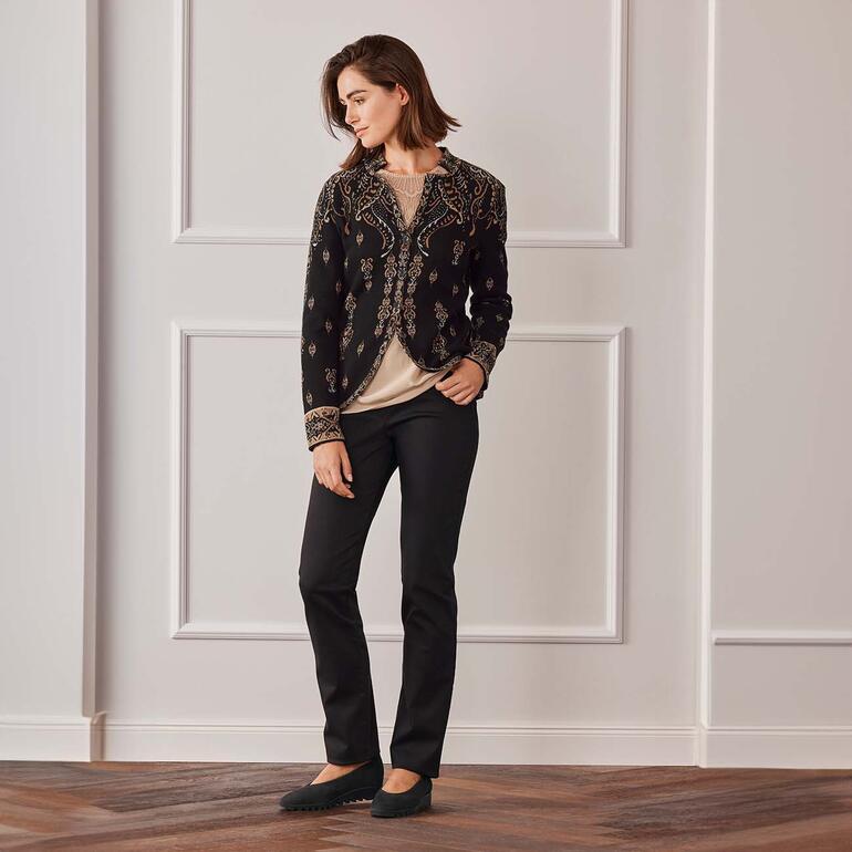 arche comfortballerina’s Vrouw in IVKO Dark-Paisley brei blazer voor lichte muren.