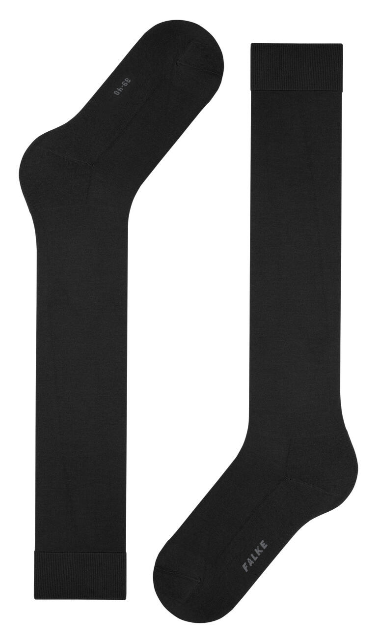 FALKE ClimaWool kniekousen in zwart, paar bestaande uit een linker en een rechter kous