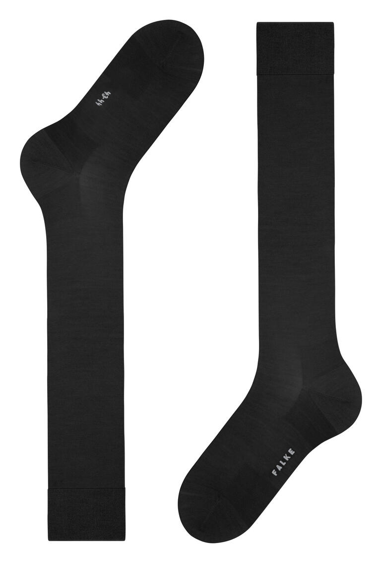 Zwarte FALKE ClimaWool sokken, voorkant.