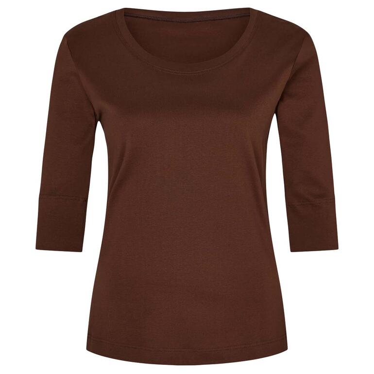 Bruin shirt maat 36 op witte achtergrond.