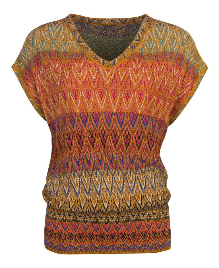 shirt IVKO Jacquard-combinatie in felle kleuren met een wijde hals.