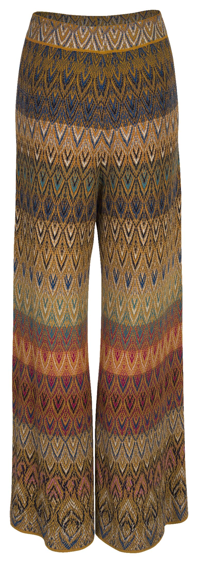 IVKO Jacquard-broek in felle kleuren met brede pijpen.
