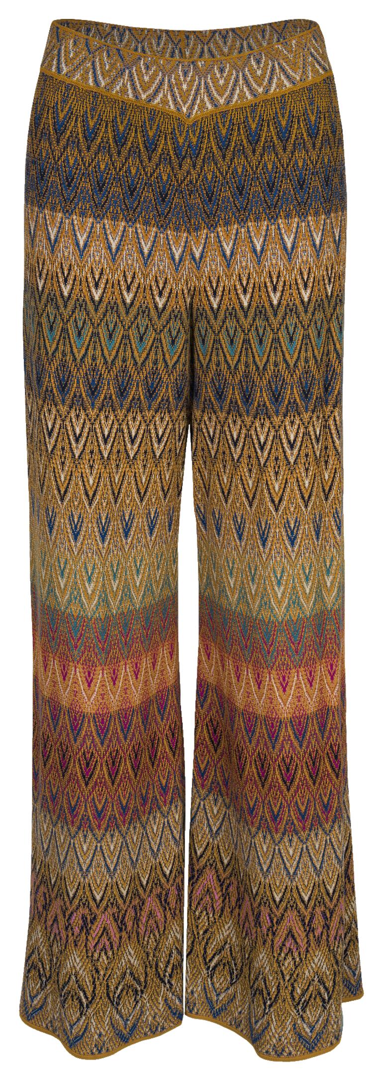 IVKO Jacquard-broek in felle kleuren, vooraanzicht.