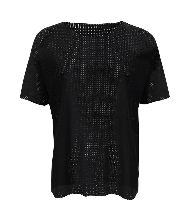 Zwart shirt van hightech jersey met korte mouwen.