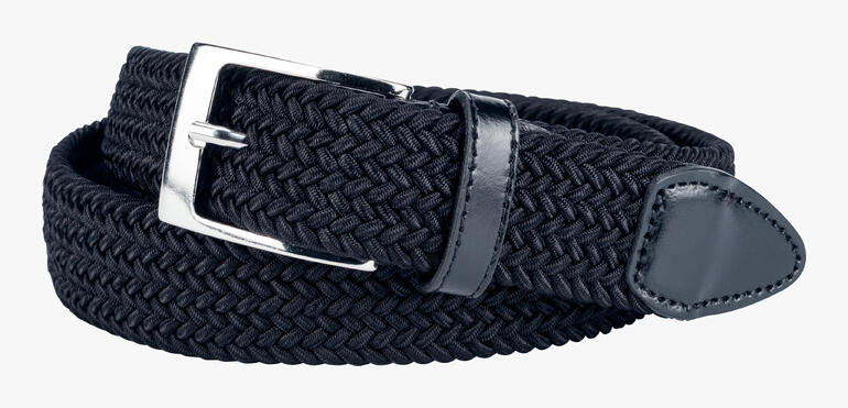 Zwarte elastische riem met zilveren gesp