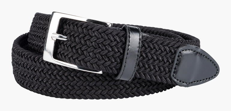 Donkerblauwe elastische riem met zilveren gesp