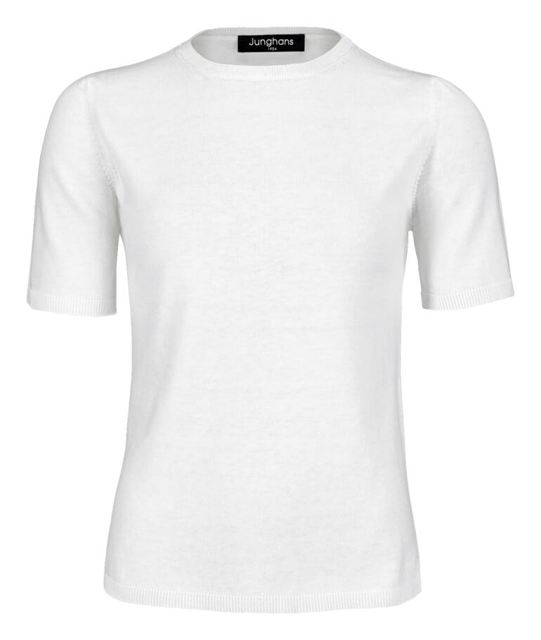 Junghans 1954 Milk-Cotton-shirt, eenvoudig wit T-shirt met ronde hals.