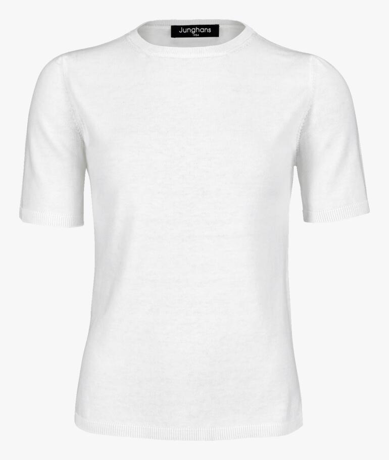 Junghans 1954 Milk-Cotton-shirt, eenvoudig wit T-shirt met ronde hals.