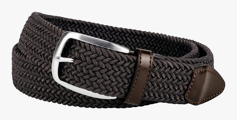 Elastische riem in bruin met metalen gespsluiting