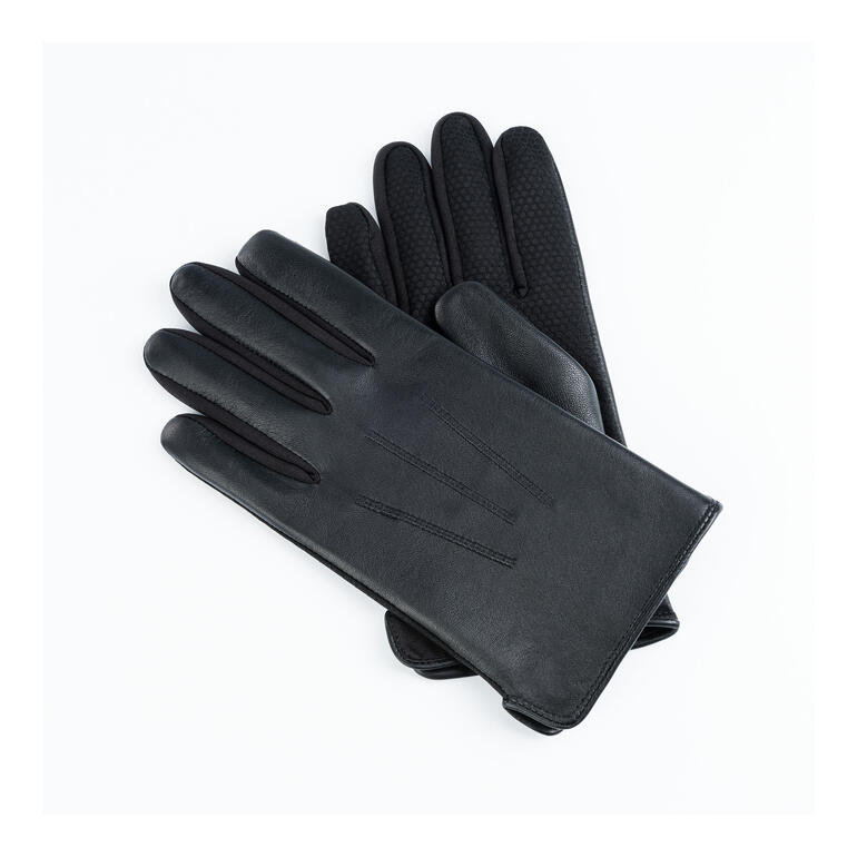 heren Zwarte leren handschoenen op een witte achtergrond.