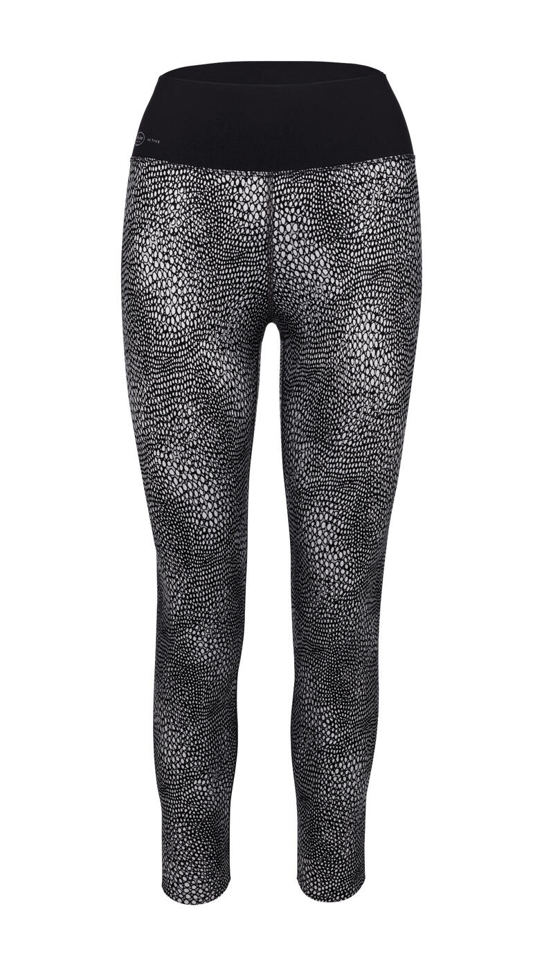 massagelegging Voorkant van een legging in grijs en zwart met patroon.