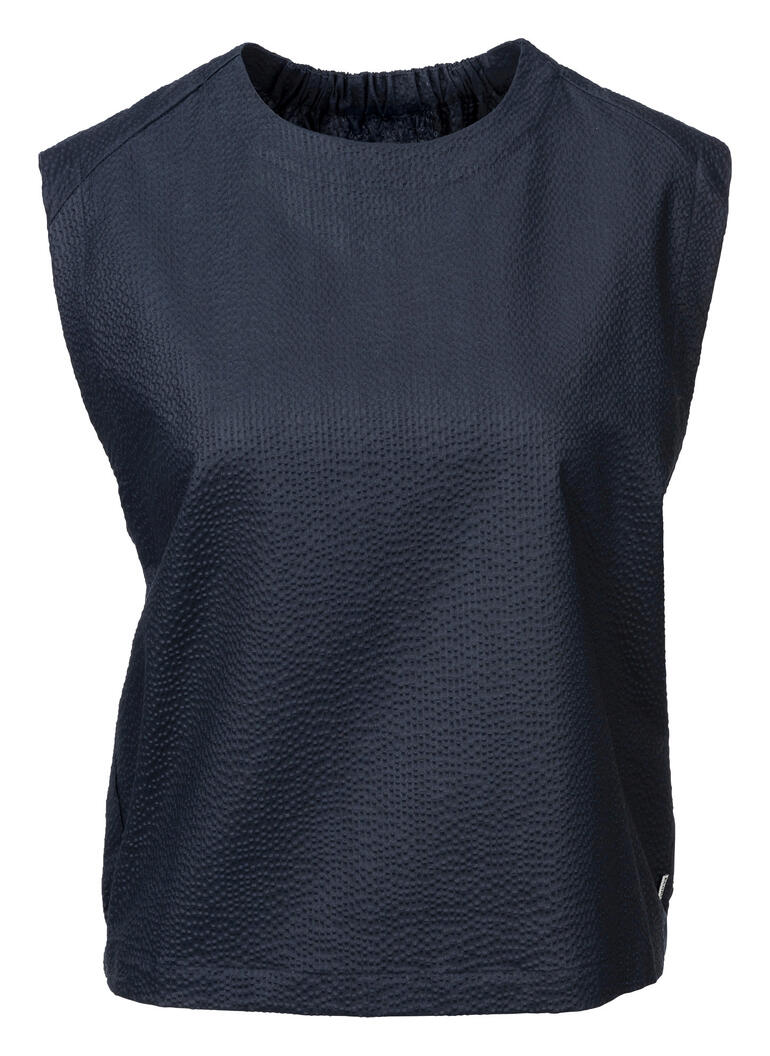 Donkerblauw blouse shirt met rechte snit.