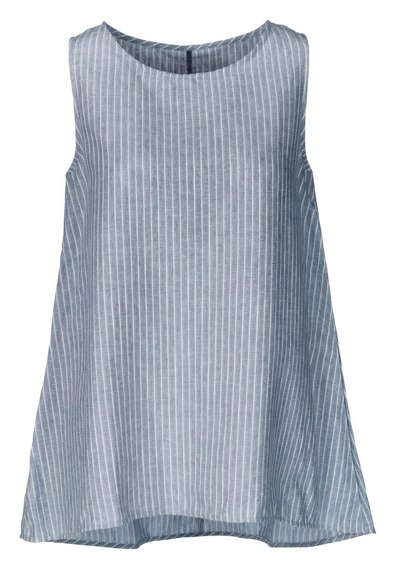top Oscalito zomer lounge-combinatie, top in blauw/crème, vooraanzicht.
