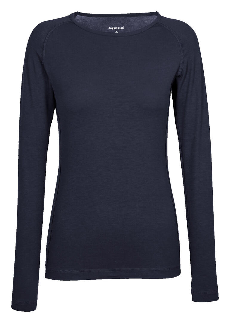 Donker pyjama-shirt voor dames, frontaal afgebeeld.