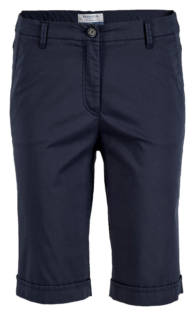 Navy bermuda shorts voor dames met omgeslagen zoom