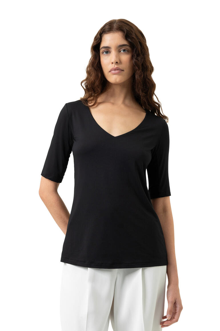 Zwart mey functioneel blazer shirt met V-hals